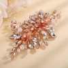 Teyglen Rose Gold Rhinestone Bridal Hair Clips Flower Bride Wedding