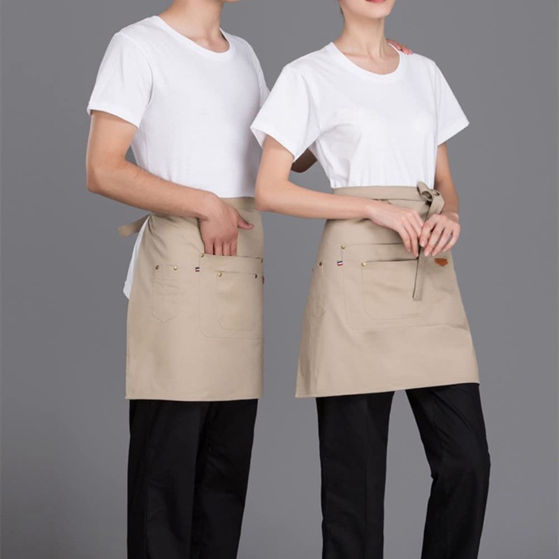 TOPTIE Denim Half Apron Waist Apron Unisex Waitress/Waiter Apron-Khaki