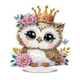 Plstod Diamond Painting Table Decoration, Owl Diamond Painting Stand, Diamond Children's Table Decoration, 5D Diamond Painting Pictures for Bedroom, Living Room, Dining Table Decoration