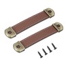 PATIKIL 4.4" Leather Drawer Pulls with Iron Sheet, 2 Pcs