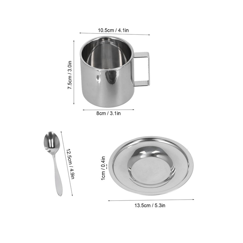 3PCS/Set Insulated Coffee Cup Set Stainless Steel Double Walled Mugs