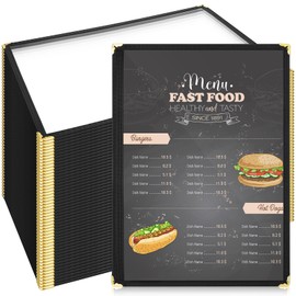 Cinnvoice 50 Pcs Restaurant Menu Covers 8.5 x 11 Inch Single Page PVC Transparent Restaurant Menu Holder Book Single Panels for Cafe Bar Restaurant Hotel, Black