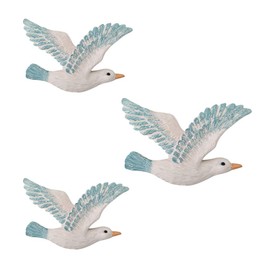 HEALLILY Beach Decor 3pcs Flying Seagull Wall Art Resin Seagulls Sea Birds Statue Wall Hanging Decor Nautical Ornaments Coastal Beach Decor for Bedroom Living Room Beach Theme Decor