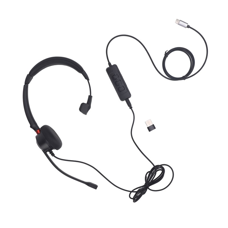 Telephone Headset Noise Canceling Single Ear Comfortable USB C to