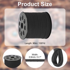 PATIKIL 100 Yards x 2.6mm Faux Suede Leather Cord, Leather Lace String for Bracelet Necklace Beading Making DIY Crafts, Black
