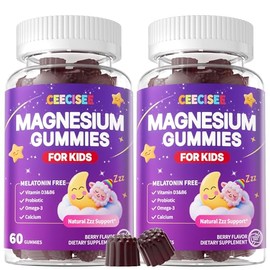 Magnesium Gummies Supplement for Kids 4+: Organic Chewable Supplement with Citrate Magnesium VitaminB6 D3 Zinc L-Theanine - Extra Strength Zzz Aid Ove