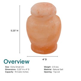 Carpel Himalayan Rock Salt Extra Small Biodegradable Eco Urn for Sea or Earth Burial, Child Urn, 5.25 Inches High