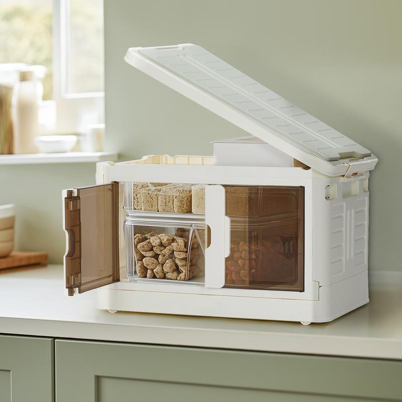 Stackable Storage Bins with Lids Portable and Lockable Organizer with