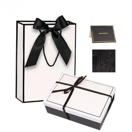 White Luxury Magnetic Gift Box with Lid, Ribbons and Gift Bag, Medium Size-9.8x7x3.3 Inches,Ideal for Men Women Birthdays,Christmas,New Year,Wedding,Anniversay,Valentine's Day(Black, White)