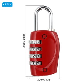 PATIKIL Combination Lock, 2Pcs 4 Digit Outdoor Padlock Waterproof Locker Lock for Luggage Suitcase, Gym Locker, Fence, Filing Cabinets, Toolbox, Gate, Red