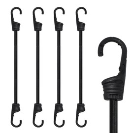 MARRTEUM 36-Inch Bungee Cords with Hooks Black Elastic Rope Straps for Camping, Bike, Folding Wagon, Trunk etc. [4PCS, Plastic-clad Steel Hook]
