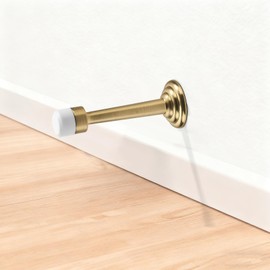 Khtumeware 2 Pack Satin Brass Zinc Door Stopper with Rubber Bumper,3" Flexible Heavy Duty Wall Door Stop, Metal Solid Rigid(Brushed Brass)