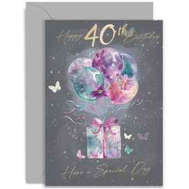 40th Birthday Card for Women - Birthday Card for Daughter - Birthday Cards for Women Friend - Fabulous Gold Foil Design - Stylish Milestone Age 40 Female Birthday Card | Blank Inside