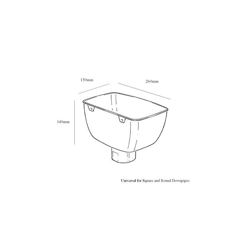 Black Downpipe Hopper Head Universal Connector, Freeflow Rain Water Systems
