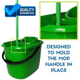 Colour Coded 14L Mop Bucket with Wringer With Easy Carry Handle for Domestic and Commercial Cleaning Hospital Contract Industrial Schools Nurserys Shops - Avern (Green Bucket)