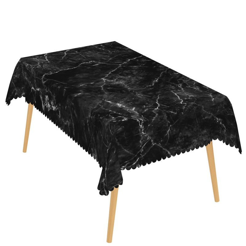 SIEDYCV Natural Black Grey Marble Tablecloth, 52x70 Inch Abstract Modern