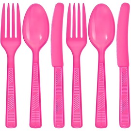 Party Dimensions Plastic Hot Pink | Pack of 48 Cutlery Combo, 48 count