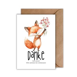 WBdesignz Farewell Card with Envelope - Thank You for Everything! We Will Miss You Charming Greeting Card for New Beginning for Boss Teachers Colleagues (DIN A6)