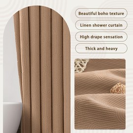 Awellife Boho Shower Curtains for Bathroom Linen Fabric Brown Cotton Bohemian Mid Century Minimalist Arch 72" L X 72" W