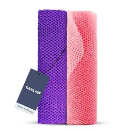 THURLADY 2 Pieces African Net Sponge, African Scrub Bath Net, Exfoliating Body Back Scrubber for All Skin Types, Exfoliating Washcloth, Shower Essentials, Deep Cleansing, Smoother Skin (Purple & Pink)