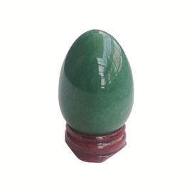 Sunshcat Natural Green Aventurine Egg Shaped Meditation Chakra and Home Decor Balance Crystals and Healing Stones Statue Set,35 * 50mm Easter and Thanksgiving Gift,with Wooden Bracket