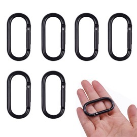 Carabiner Carabiner Black Mini Carabiner D-Shaped Carabiner Keys, Set of 6, Width 0.9 x Length 2.0 inches (24 mm) x Length 2.0 inches (50 mm), Ultra Lightweight, Convenient to Carry, Small Items,