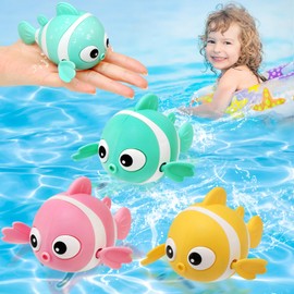 BelleStyle Baby Bath Toy, Bath Toy for Children from 1 2 3 4 Years, Water Toy Clown Fish Movement Swimming Pool Wind-Up Bath Toy Gift for Toddlers Girls Boys