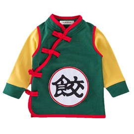 stylesilove Young Kids Baby Boys Traditional Asian Inspired Long Sleeved Top Sweatshirt, 3 Designs (3 Years, Dumpling Green)