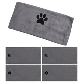 heavenlife Towels for Dogs, Dog Towel Microfibre, Quick-Drying Bath Towel for Dogs Cats, Extra Soft Towel, Extra Absorbent for Pets (Grey 50 x 100 cm), Pack of 4