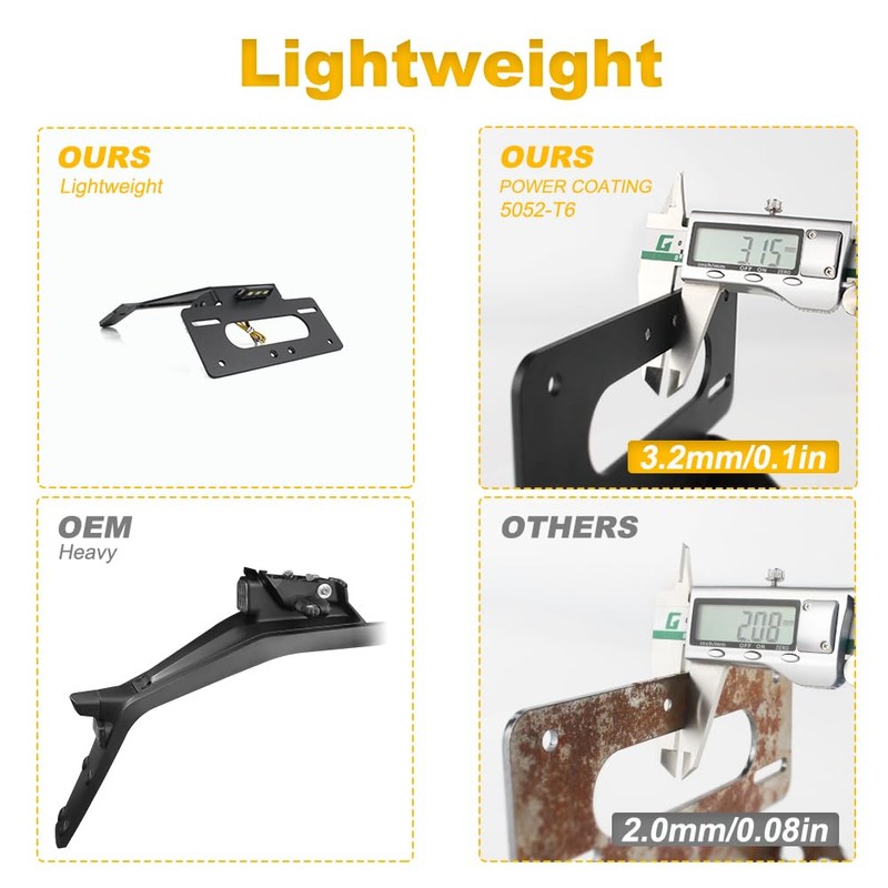 REARACE Motorcycle Fender Eliminator Kit License Plate Bracket Compatible with