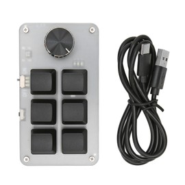Mini Keypad Knob Design Red Switch Dual Mode Plug and Play Mechanical Programmable Keypad for Gaming Office Media 6 Keys with 1 Knob