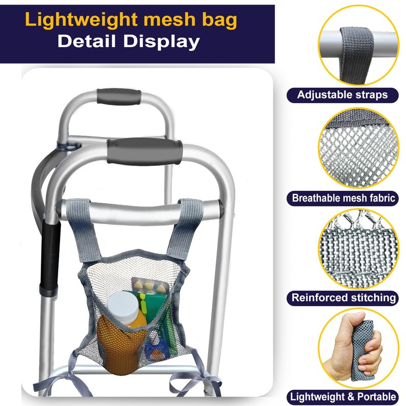 Aliseniors 2 Pack Walker Side Bag, Lightweight Folding Walkers Accessories