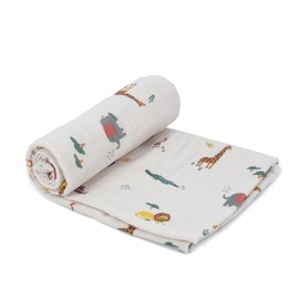 MON AMI Animaux de Safari Cotton Muslin Swaddle Blanket 47”, Baby Essentials,Neutral Receiving Blanket for Newborns,Baby Swaddle Wraps for Boys/Girls