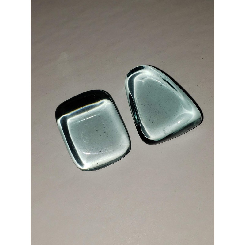 2pc Optical Aqua Blue Obsidian (Man-Made) Medium Tumbled & Polished