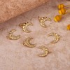 COGCHARGER 6 Pcs Brass Moon Cubic Zirconia Charm Pendants Brass