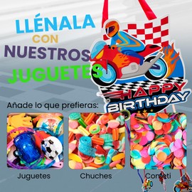 MANLOZ Children's Birthday Party Pinata - Motorbike - Card - Colourful