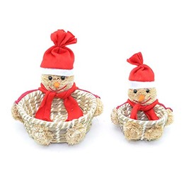 Shatchi Handmade Snowman Christmas Baskets Set Xmas Home décor Shop Pub Sweet Decorations, Multi