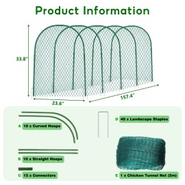 Unifamily Chicken Tunnel Chicken Coop Run 157Ã—31 Inches Chicken Tunnels for Outside Y