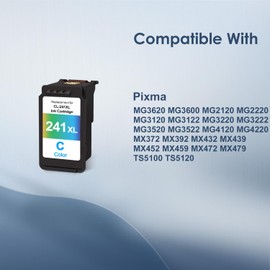 CL-241XL Color Ink Cartridge Replacement for Canon 241 241XL Ink Work for Canon PIXMA MG3620 MG2120 MG3600 TS5120 TS5100 MX472 MX452 MX372 Printer (1 Color)