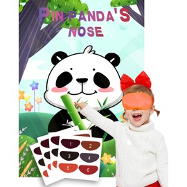 Panda Party Supplies, Pin the Nose on the Panda Games for Party. Panda Birthday Party Supplies, Large Poster. Panda Party Games, Elastic Blindfolds, Stickers Edge Cut for Panda Birthday Decorations.