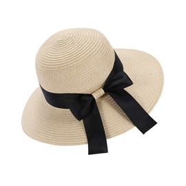 Eight Space Straw Sun Hat for Women, Summer Hat, Foldable Sun Hat, UPF 50+ with Sun Shade Beach Wide Brim for Women, beige, Einheitsgröße