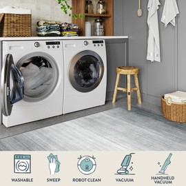 Lahome Modern Ombre Washable Front Door Mat Indoor Entrance, 2x3 Kitchen Rugs for Entryway Non Slip Ultra-Thin Soft Small Grey Rug Gradient Carpet for Bedroom Entry Bathroom（2'x3',Grey