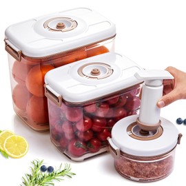 LiveFahio 2025 Airtight Food Storage Containers - with Vacuum Pump & Strainer, Leakproof Containers for Meal Prep, Leftovers, Marinating | Keep Fresh Longer (3-Pack)