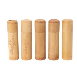 5pcs 12cm Length Travel Bamboo Tea Canister Tea Storage Container Jar for Coffee Beans Nuts 2pcs Bamboo Type 3pcs Blank Type