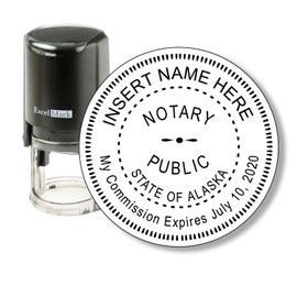 ExcelMark A-43 Self-Inking Round Rubber Notary Stamp - State of Alaska