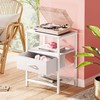 Huuger Night Stand with Fabric Drawer, Side Table with Mesh