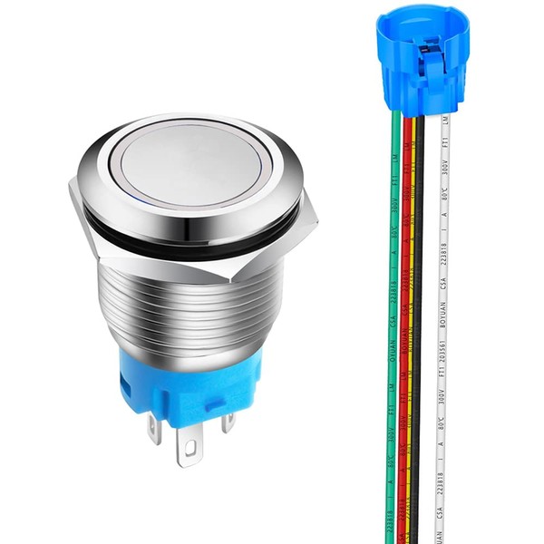 Gebildet 19 mm Stainless Steel Short-Term Push Button 12V-24V 5A