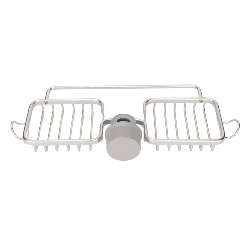 Faucet Storage Shelf Aluminum Plastic Two Containers with Towel Rod