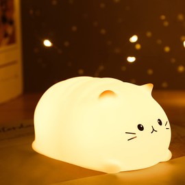 ZKLiLi Cute Cat Lamp, Kitty Night Light Cat Lamps for Girls Bedroom, Mini Lamp Cat LED Tap Control Kids Night Light Birthday Gifts Room Decor