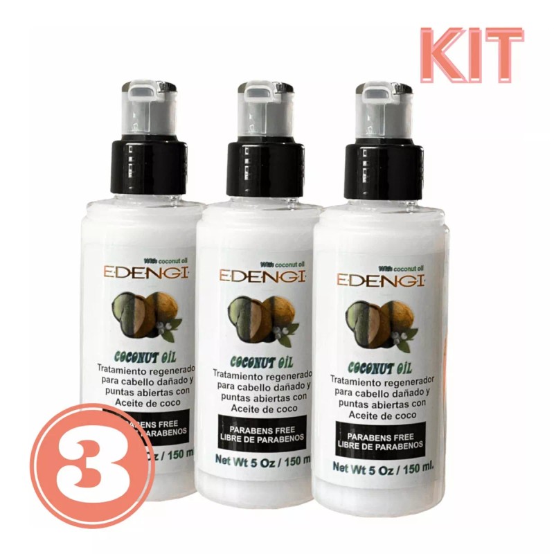Edengi Tratamiento Regenerador De Coco Para Cabello Dañado150ml Kit